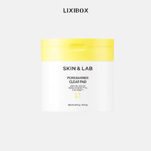 Miếng pad làm sạch da và tẩy tế bào chết với 2% succinic acid skin&lab porebarrier clear pad 70 miếng