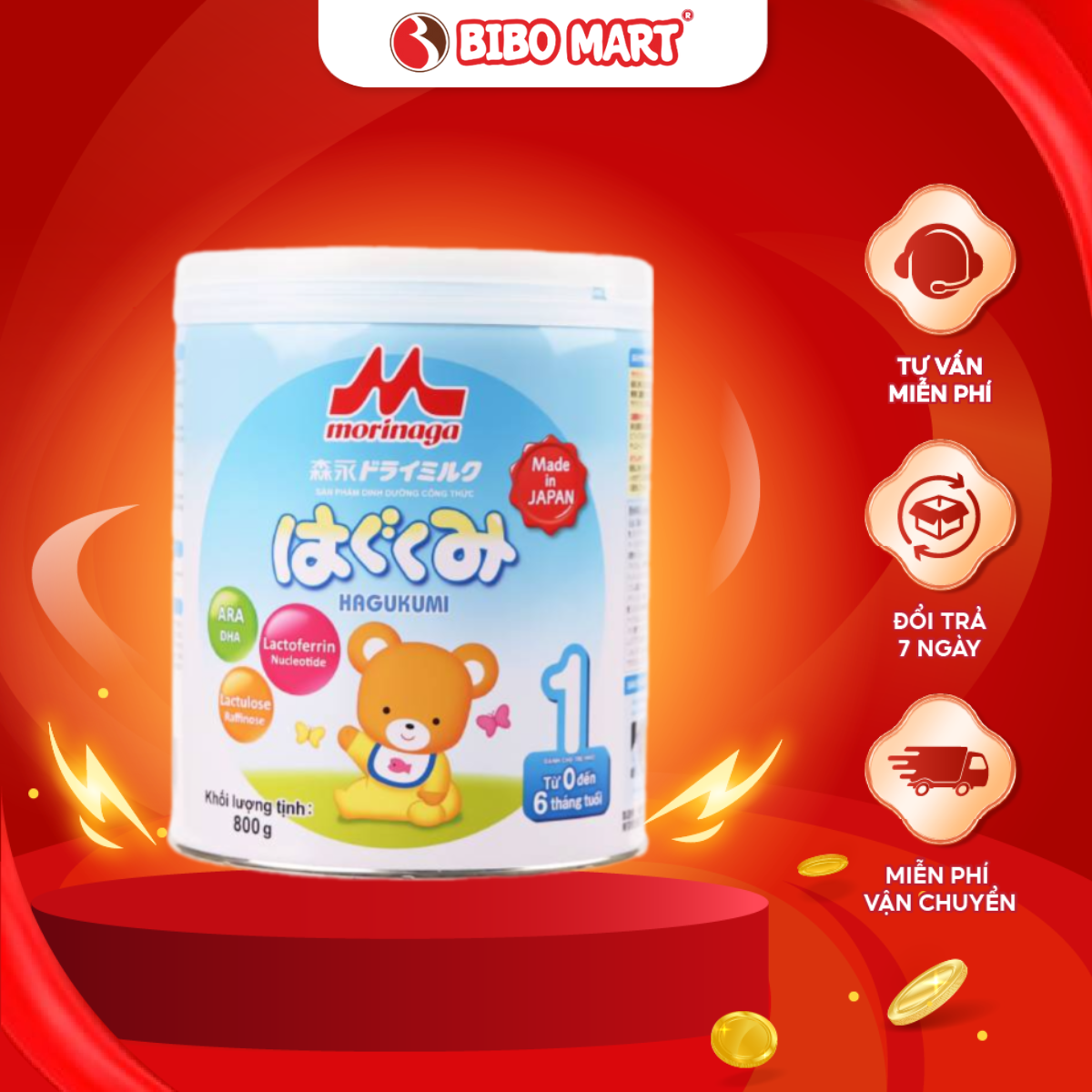 Sữa Morinaga Hagukumi Số 1 800g Cho Trẻ Từ 0-6 Tháng Tuổi - Bibo Mart