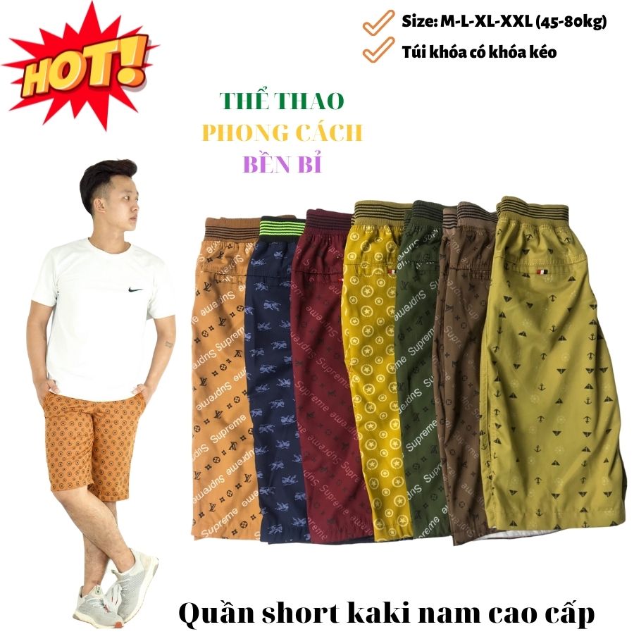 Quần short nam trên đầu gối, Quần sooc nam yody, Quần đũi nam thể thao,  Quần Kaki nam dáng ngắn trên gối cạp chun cao cấp, 4 túi, có khóa kéo an toàn, Giặt máy thoải mái, Bền bỉ, Đủ size M-L-XL-XXL, Phân phối toàn quốc