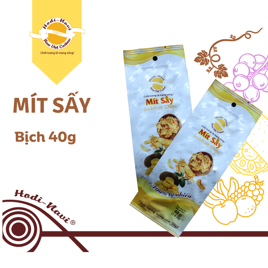 Mít sấy giòn túi 40g hodinavi, giòn ngọt tự nhiên, múi lớn, ăn vặt