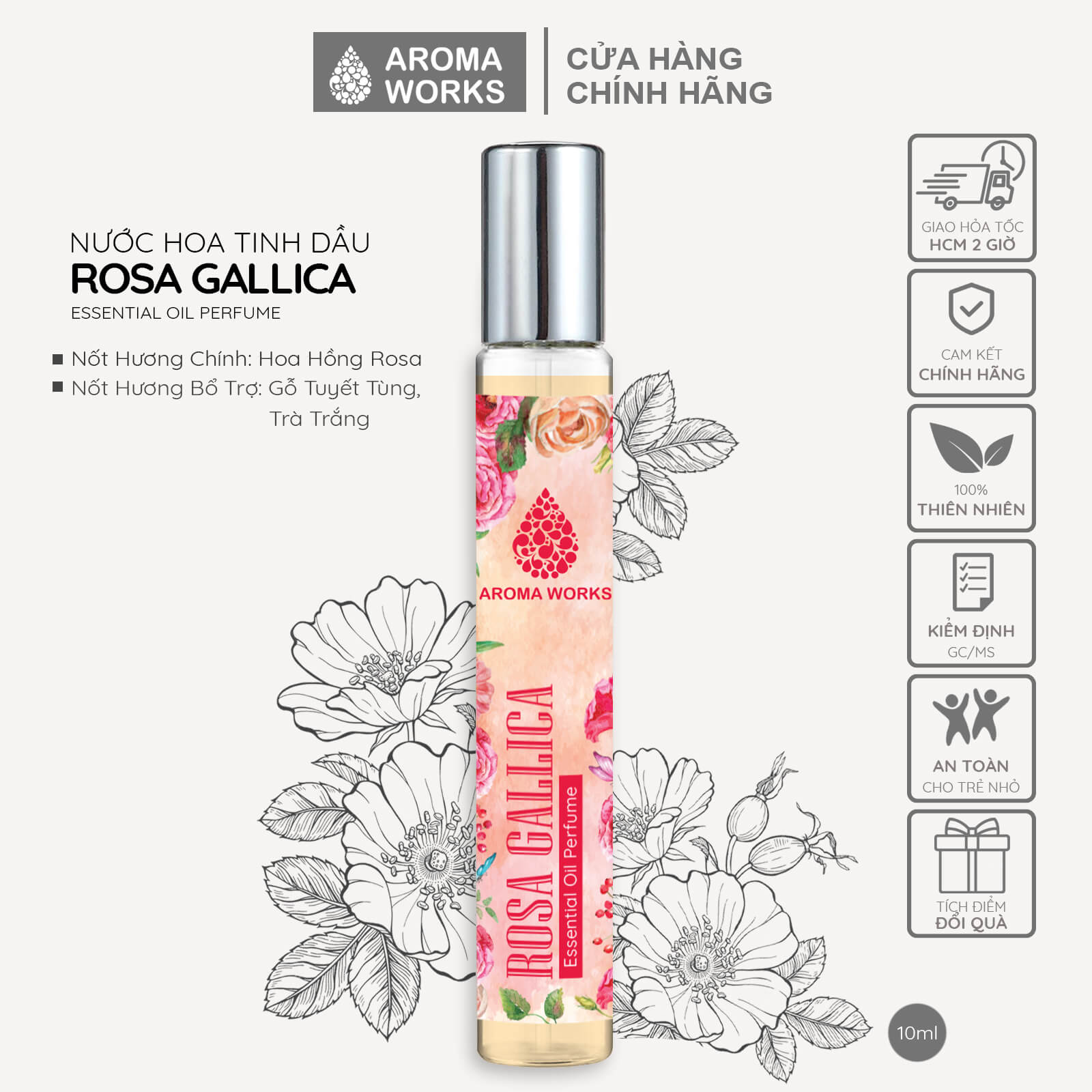 Nước Hoa Tinh Dầu Hoa Hồng Rosa Gallica Aroma Works Rosa Gallica Essential Oil Perfume 10ml