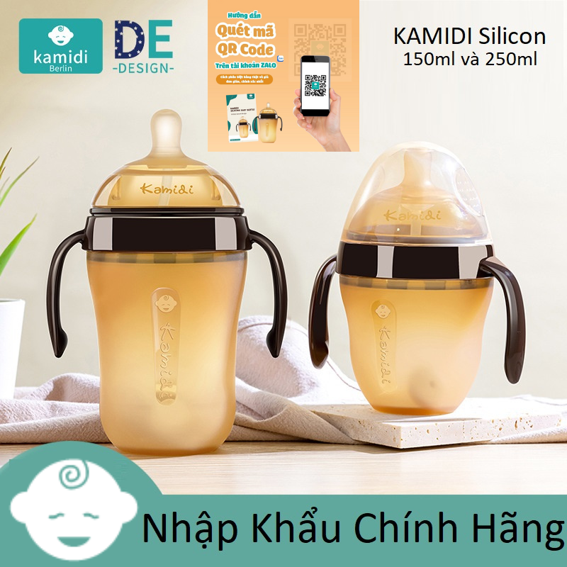 Bình sữa kamidi silicon chính hãng chuyển dùng cho bé biếng ti, bình ti cho bé, bình sữa cho bé