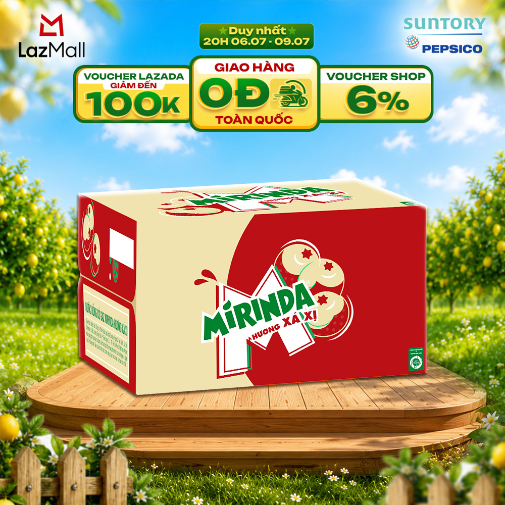 [SALE 7.7] Thùng 24 Chai Nước Giải Khát Mirinda Xá Xị (390ml/chai)