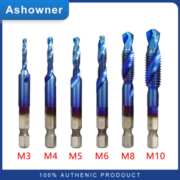 Bộ 6 mũi khoan taro ren từ m3-m10, mũi khoan taro ren freeship mũi khoan tạo ren hss 6542 m3-m10 phủ titanium chuôi lục giác