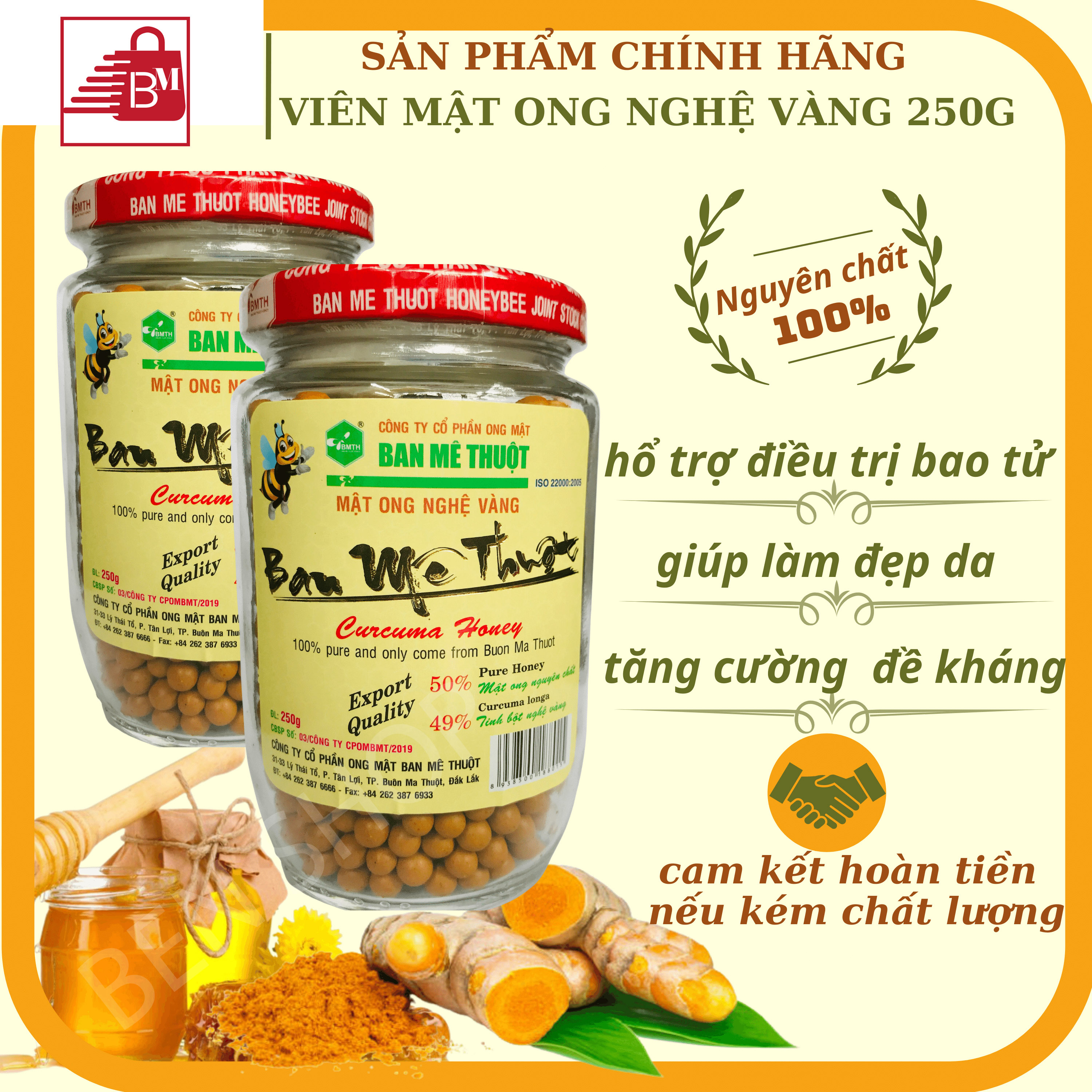 Viên tinh Nghệ vàng Mật Ong nguyên chất từ rừng Ban Mê Thuột