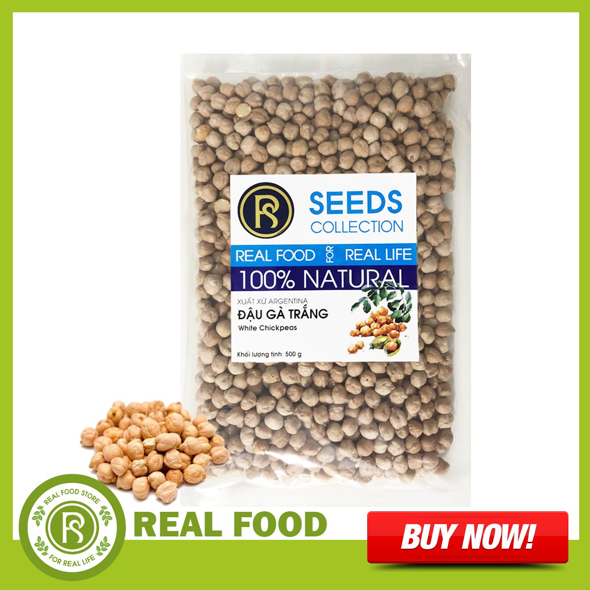 Đậu gà trắng real food nhập khẩu argentina