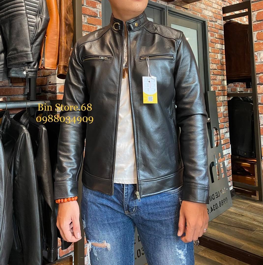 Áo da bò nam cao cấp, áo da thật nam,