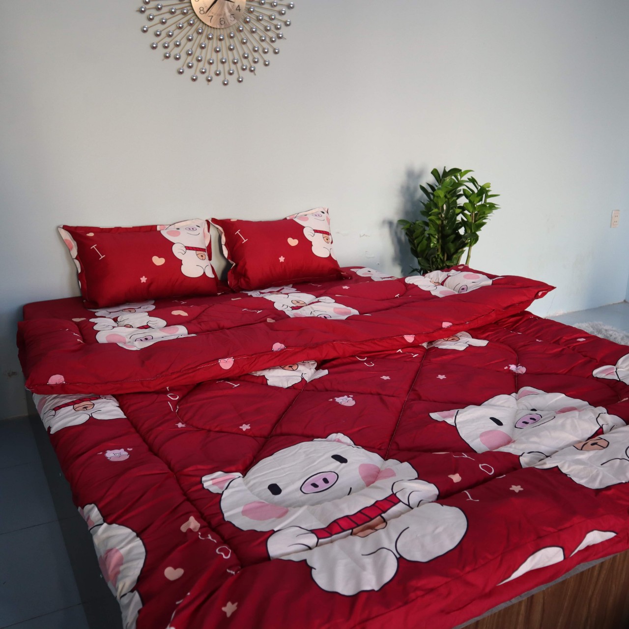 Bộ ga gối kèm chăn phao.5 món mẫu hoạt hình ngộ nghĩnh, bộ chăn phao 5 món, bộ chăn phao ga gối,  bộ chăn phao 5 món, bộ chăn phao ga gối, chăn phao 5 món, chăn mền người lớn, chăn ngủ, chăn bông, chăn phao mùa đông chần bông, chăn phao siêu nhẹ, chăn pha