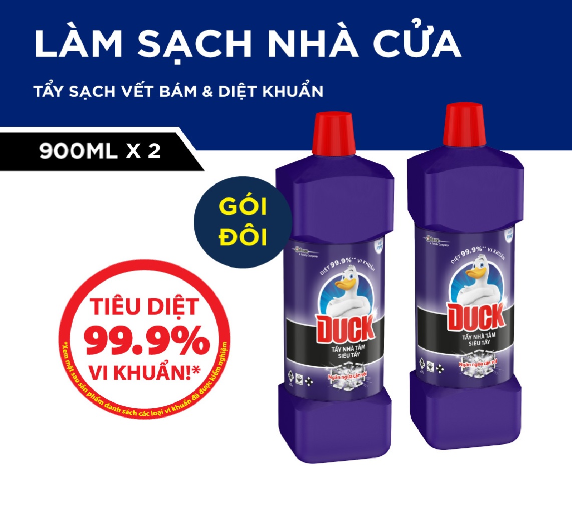 DUCK Combo 2 Tẩy Rửa Nhà Tắm Siêu Tẩy Pro 900ml/chai