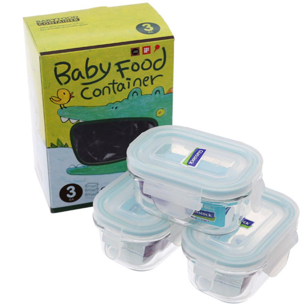 Bộ hộp thủy tinh cường lực cao cấp Glasslock GL543  gồm 3 hình chữ nhật 150ml, kín hơi, an toàn, tiện dụng, Made in Korea