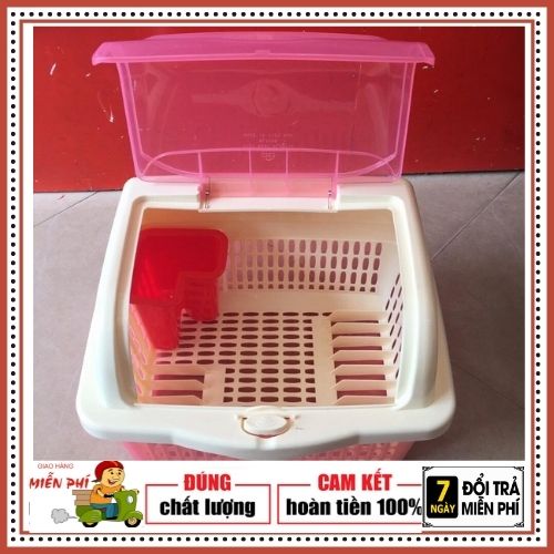 Kệ úp chén bát có nắp đậy chống bụi nhựa việt nhật.