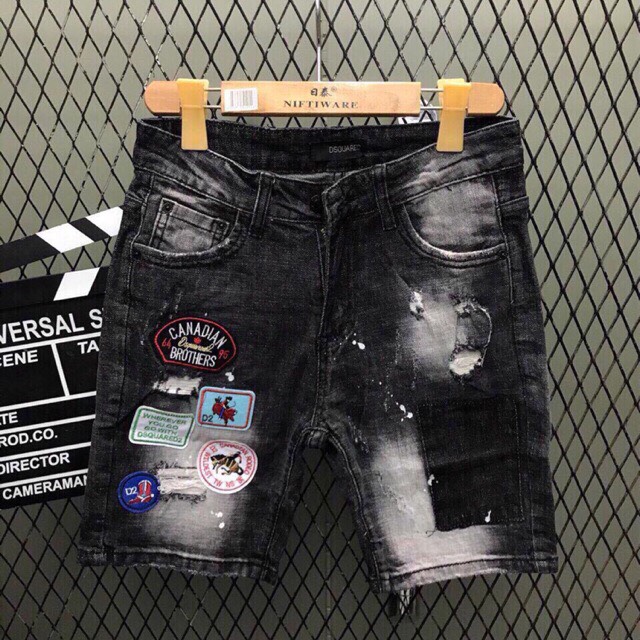 [HCM]Quần short jean nam ngắn in chữ rách  kiểu đủ size từ 28-32 chất jean