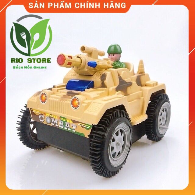 Xe tăng chạy pin lộn nhào - Hộp đồ chơi xe tăng nhào lộn chạy pin có đèn nhạc