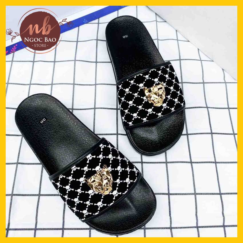 (Video thật) Dép nam quai ngang đẹp quai đầu lâu đính hổ vàng NgocBao Store cực chất HOT TREND 2023, Dép nam đẹp quai da lộn cực đẹp mang mùa hè