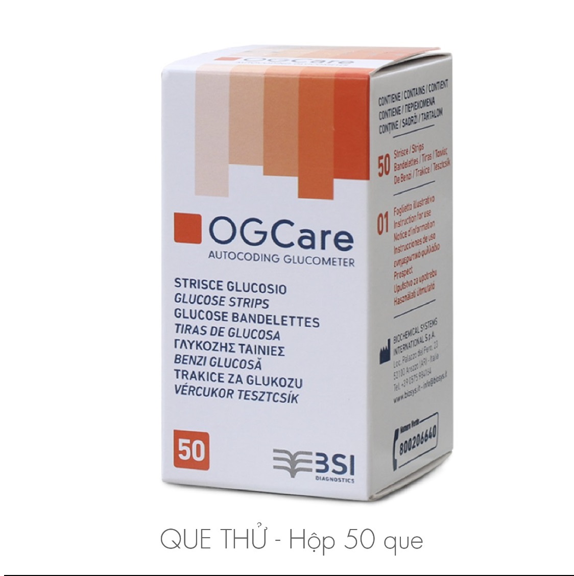 Que thử đường huyết ogcare - hộp 25 que - hộp 50 que