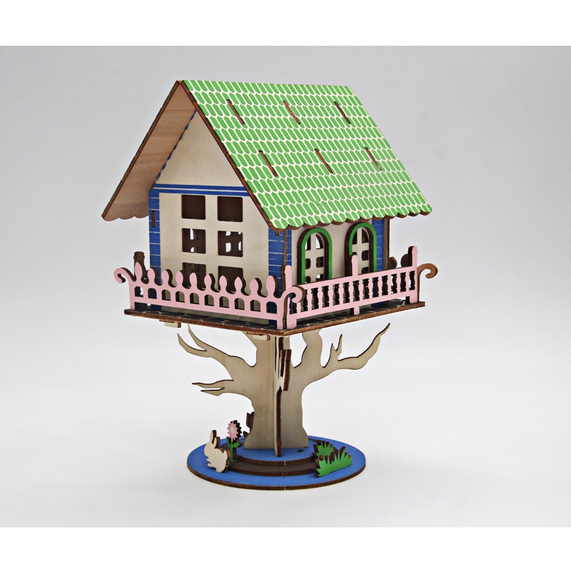 Đồ chơi lắp ráp gỗ 3D - Mô hình nhà công chúa trên cây - Trang trí tiểu cảnh
