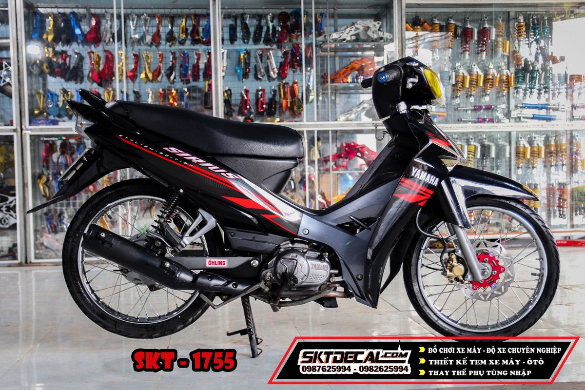 tem rời xe sirius đỏ đen