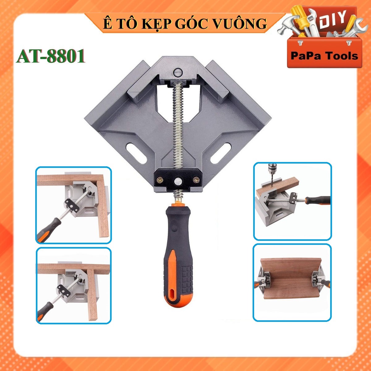 Ê tô cơ khí kẹp góc vuông AT-8801 - Ê tô vuông góc 68mm- Vam kẹp góc vuông, dụng cụ kẹp góc vuông làm mộc