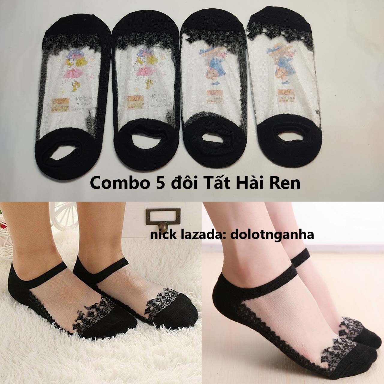 Lẻ 5 đôi tất hài ren công chúa cực xinh