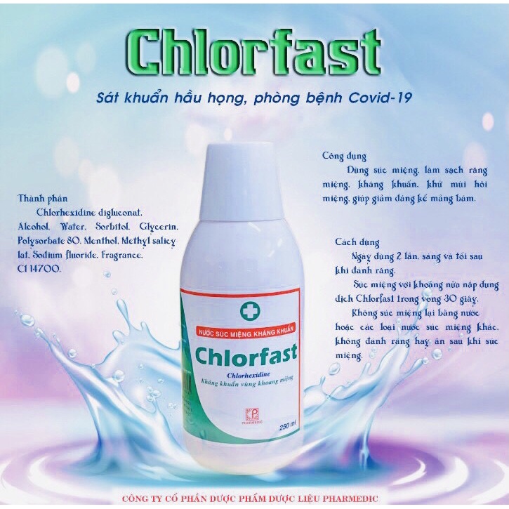 Nước súc miệng kháng khuẩn hiệu Chlorfast 250ml