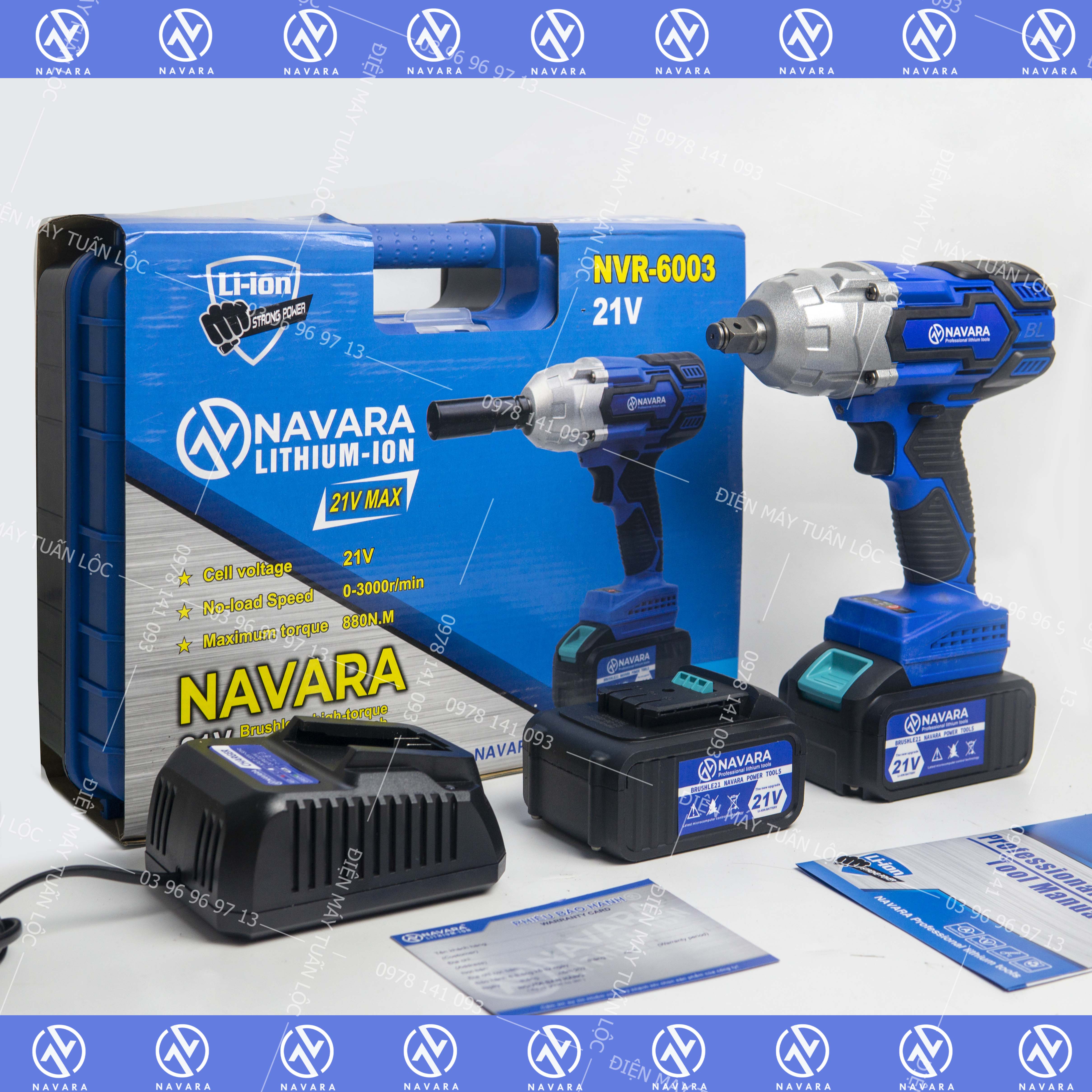 Máy siết bulong navara nvr-6003 lực siết 880n.m cho sửa xe lưu động cần lực siết mạnh