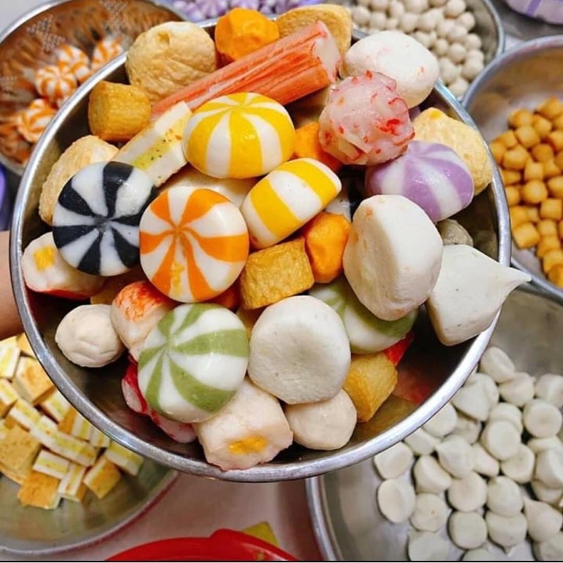 MIX VIÊN THẢ LẨU CÁC LOẠI - Mix 5 sọc - 200gr