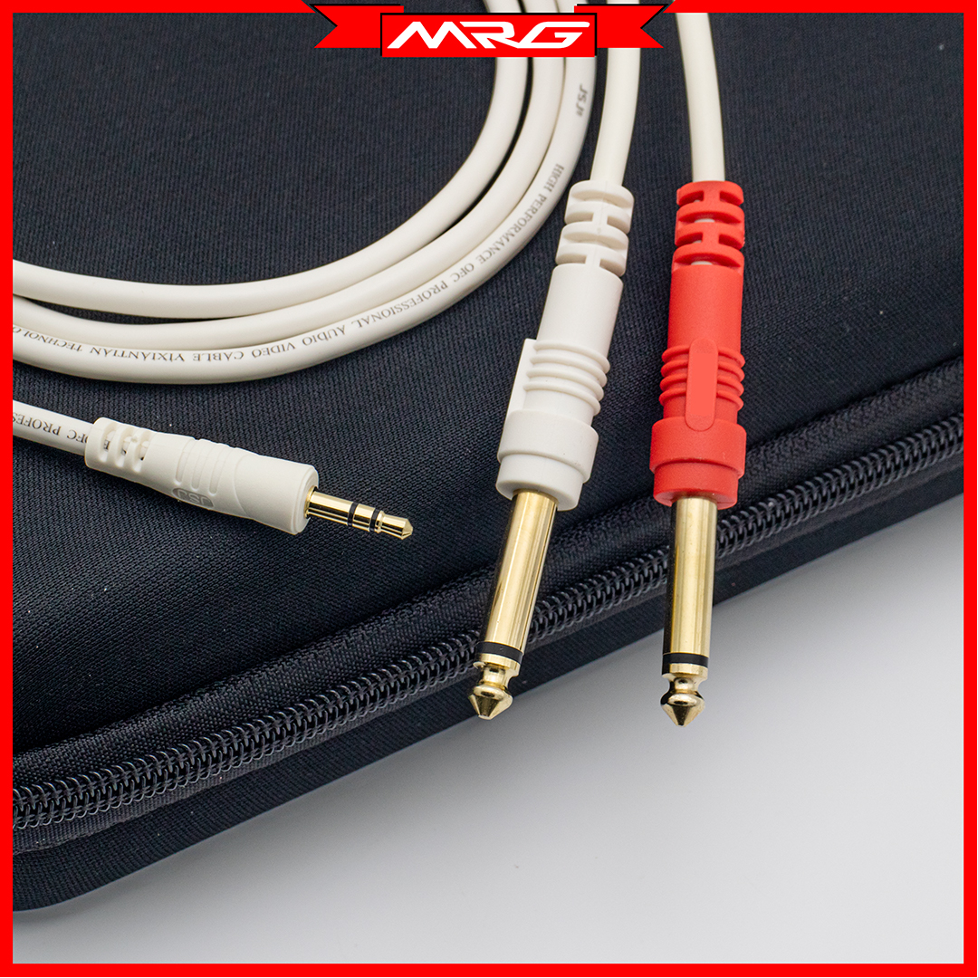 Dây 3.5mm Ra 2 Đầu 6 Ly dây màu trắng chống nhiễu, dài 1.5met. MrG | dây 3 5mm ra 6 ly, dây rack 3.5mm, dây jack 3 5mm. dây giắc 3 5mm, cáp 3.5mm ra 6.5mm.