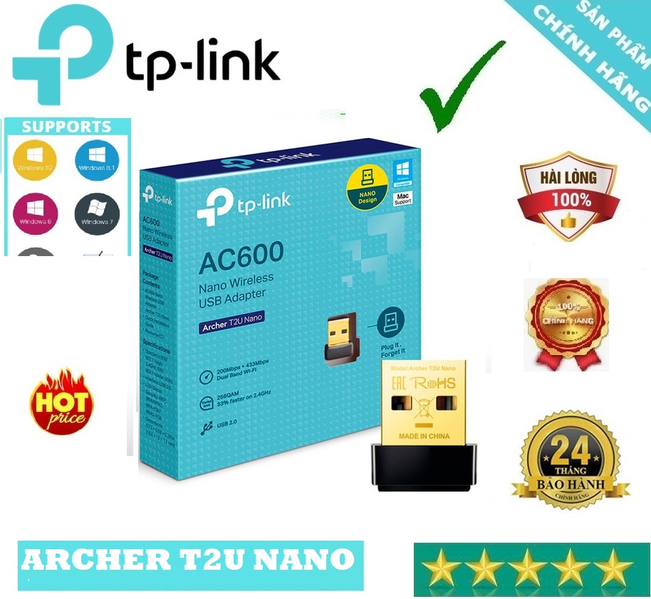 Bộ Thu Không Dây USB WiFi Nano AC600 - Archer T2U Nano
