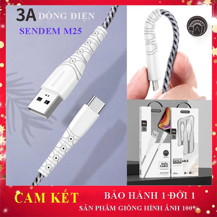 Cáp sạc Sendem M25, cáp sạc điện thoại, giá rẻ, cáp sạc lightning, cáp sạc Micro, Cáp typeC, dây sạc nhanh, an toàn