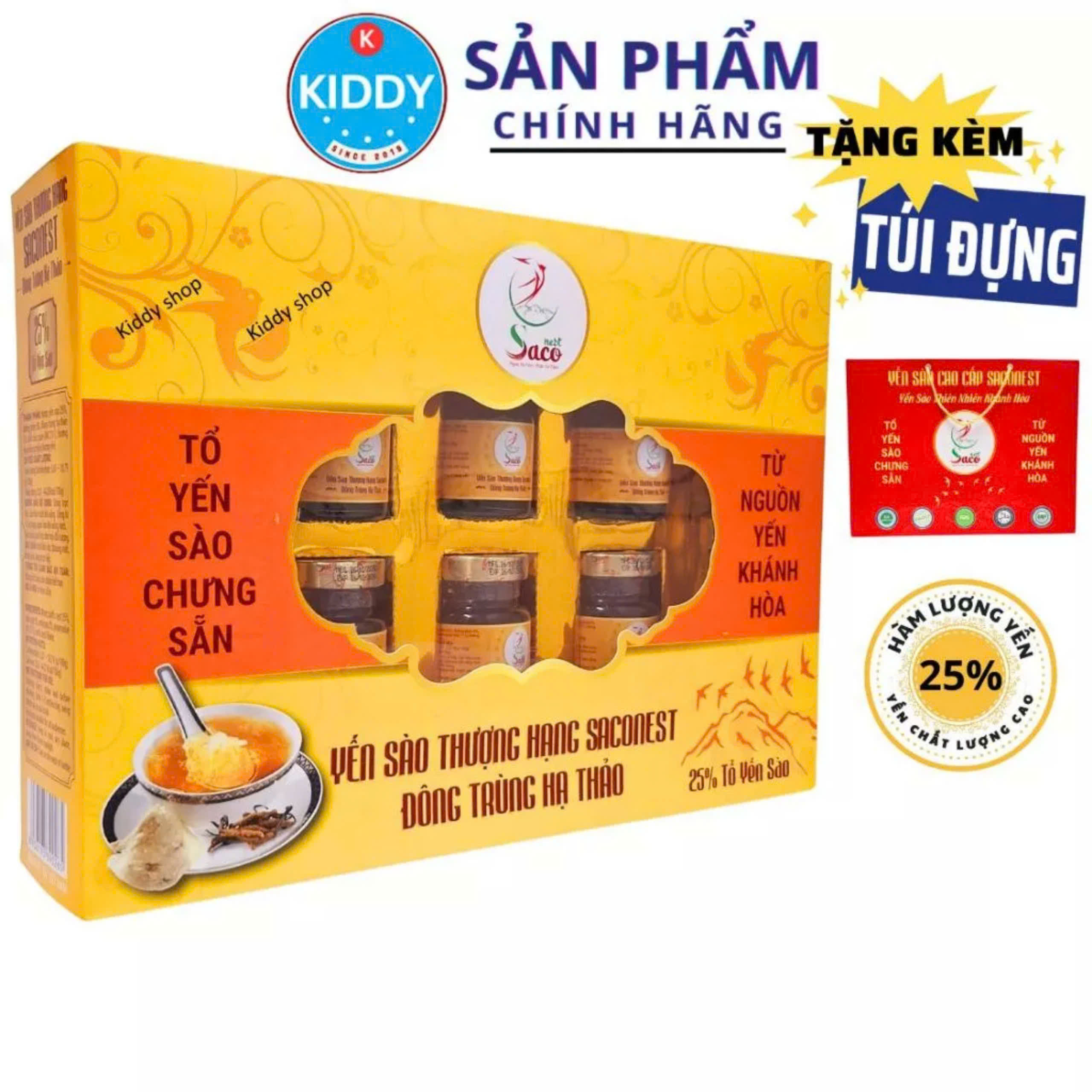 Yến sào Khánh Hòa loại thượng hạng - 25% yến đậm đặc bổ sung Đông trùng hạ thảo thương hiệu Saconest thích hợp làm quà tặng cao cấp