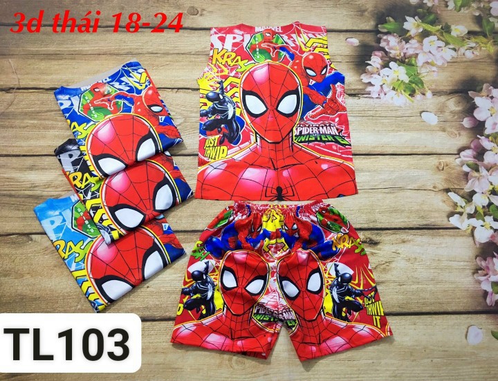 Combo 3 bộ đồ siêu nhân cho bé trai in hình 3d cho bé trai 6-30kg