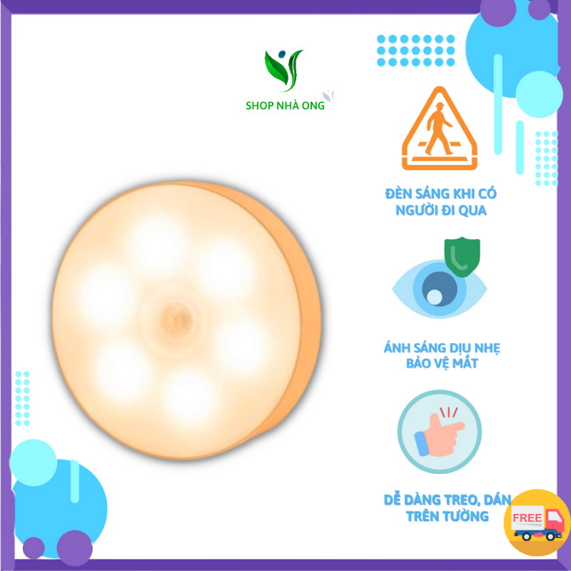 Đèn led cảm ứng dán tường, tủ, cầu thang thông minh tự động chiếu sáng cảm biến chuyển động