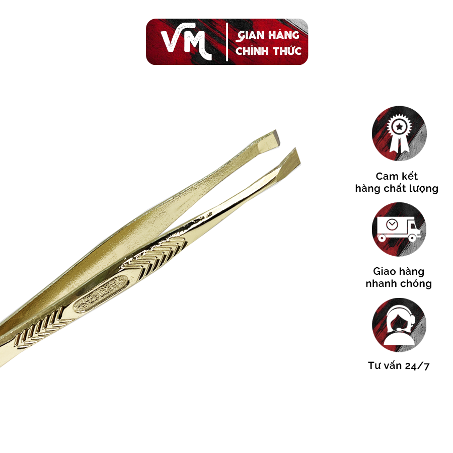 Nhíp nhổ râu, nhíp nhổ lông mày mạ vàng vm.12