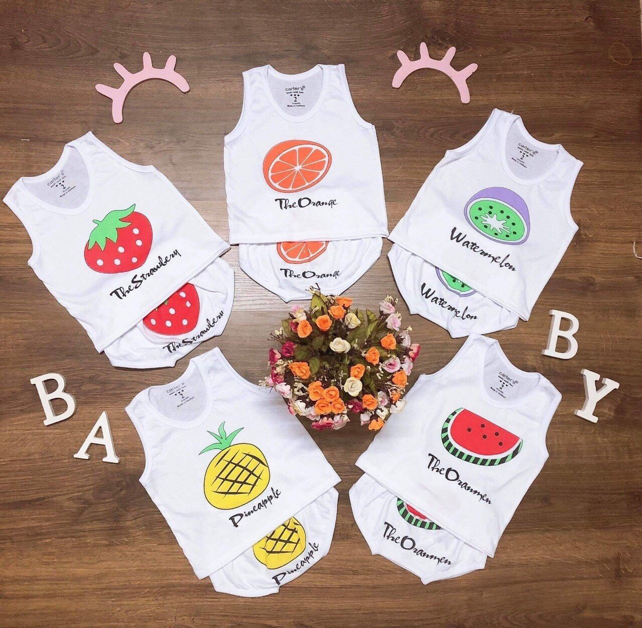 Sét 5 bộ cotton quần chip hoa quả