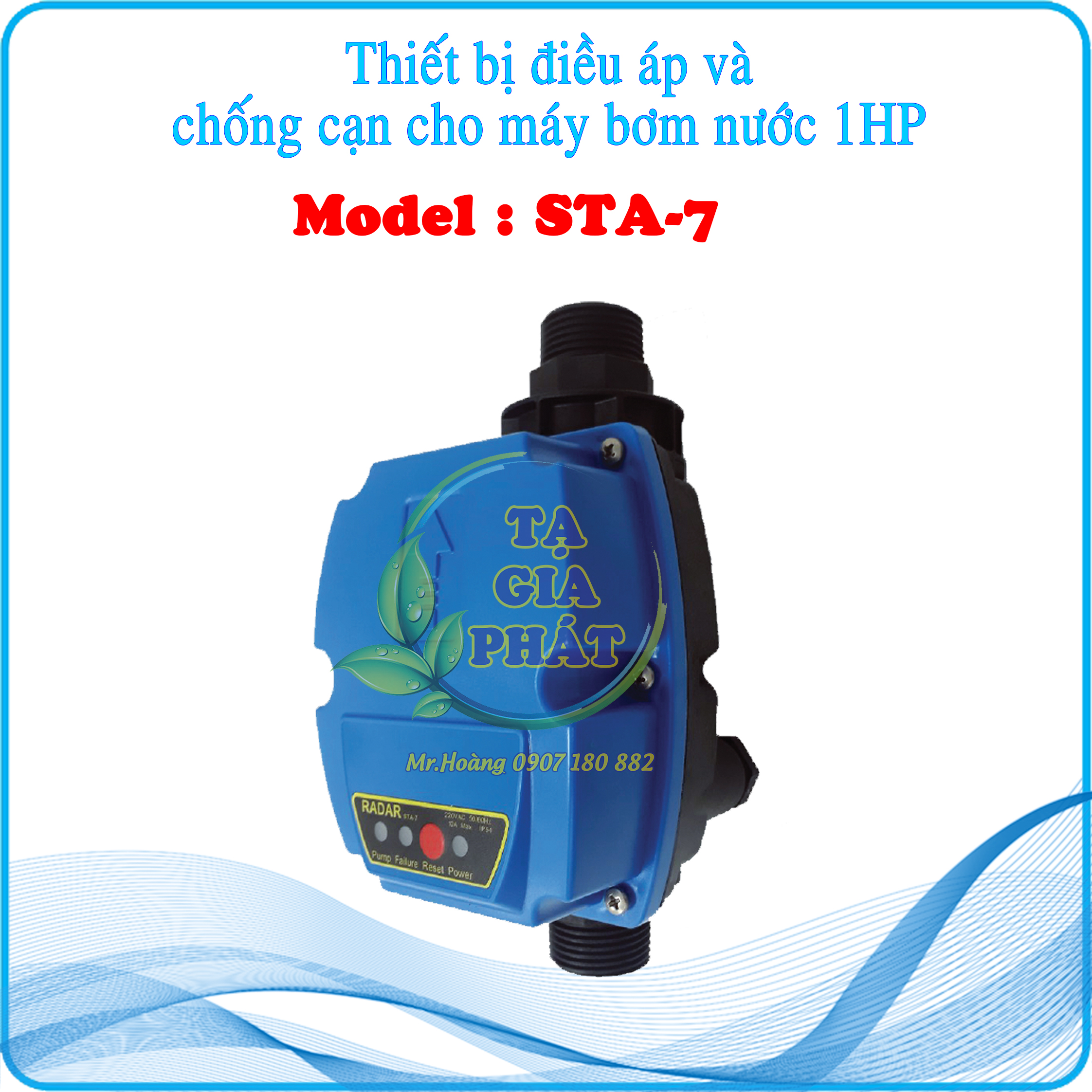 Rơ le tăng áp và chống cạn máy bơm sta-7 - rơ le điện tử tự động tăng áp, chống cạn, điều chỉnh áp cho máy bơm