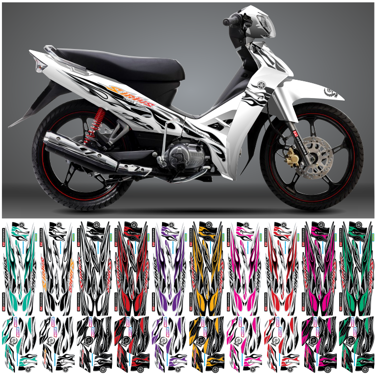 Tem sirius lửa v2 - 892545 - dán xe 110cc & 50cc - tem 3 lớp chống nước chống bay màu