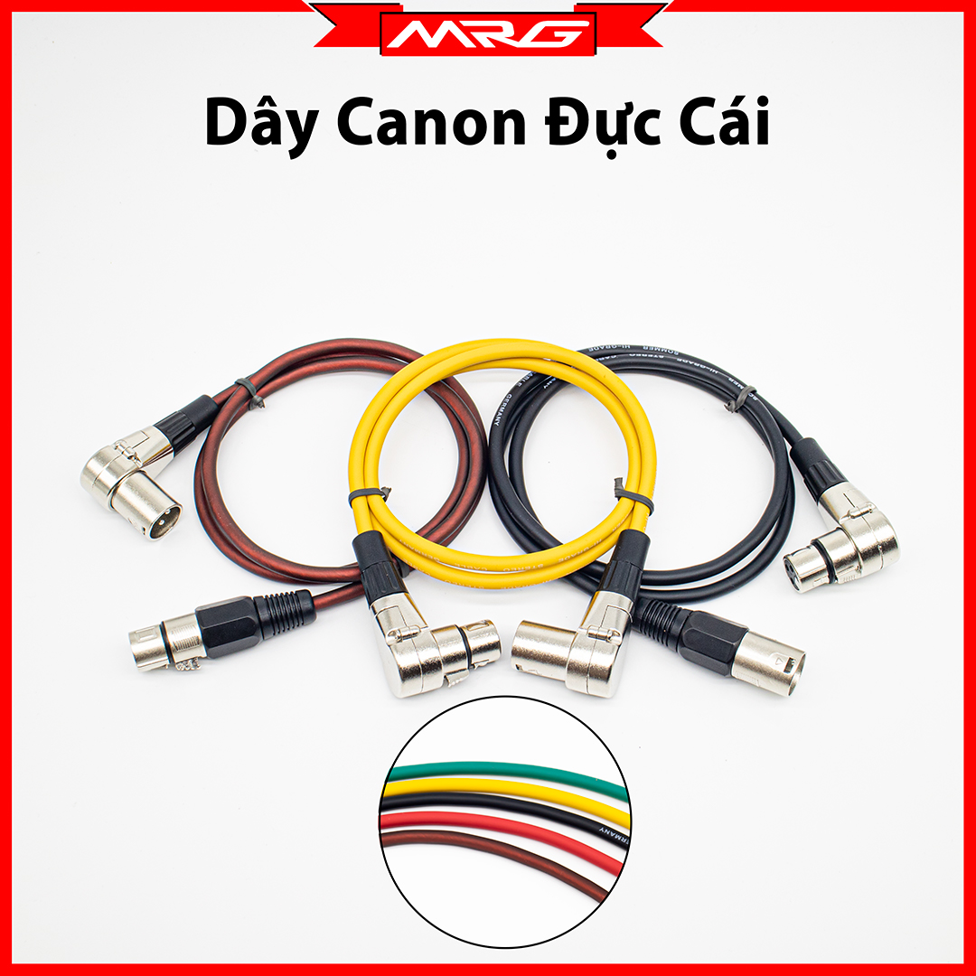 Dây Canon Góc Vuông, dài 0.5met-1met-2met-3met-5met-10met | 2 đầu canon cong, đực cong cái thẳng, đực thẳng cái cong.
