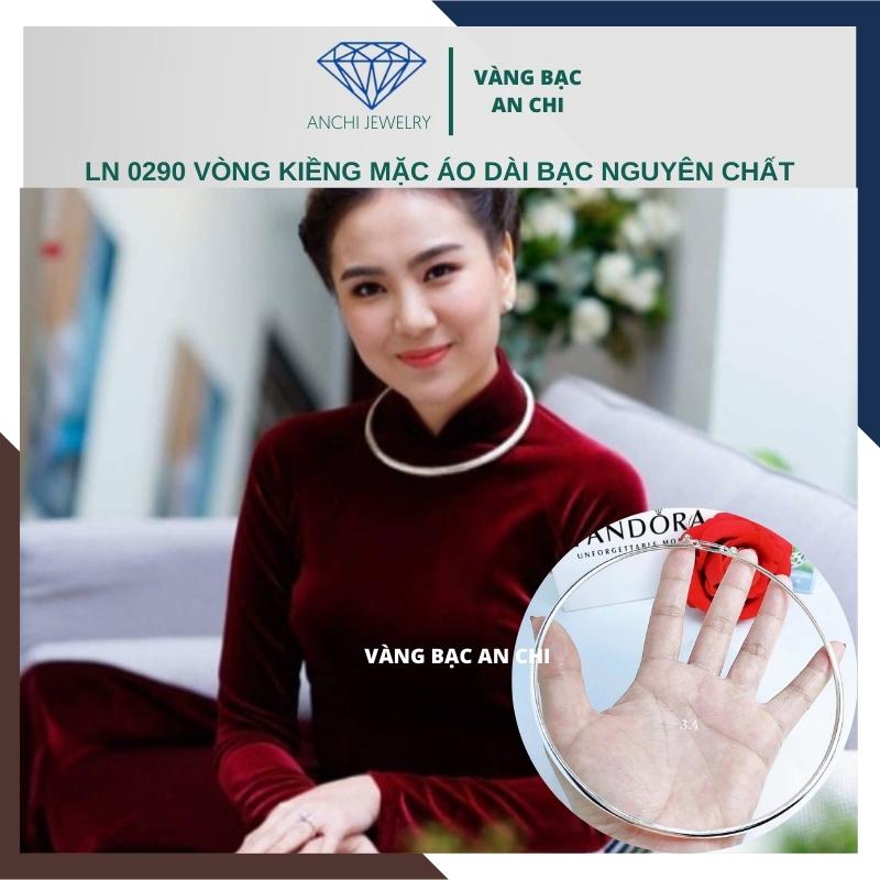 Kiềng cổ bạc nguyên chất mặc áo dài, Vàng bạc an chi