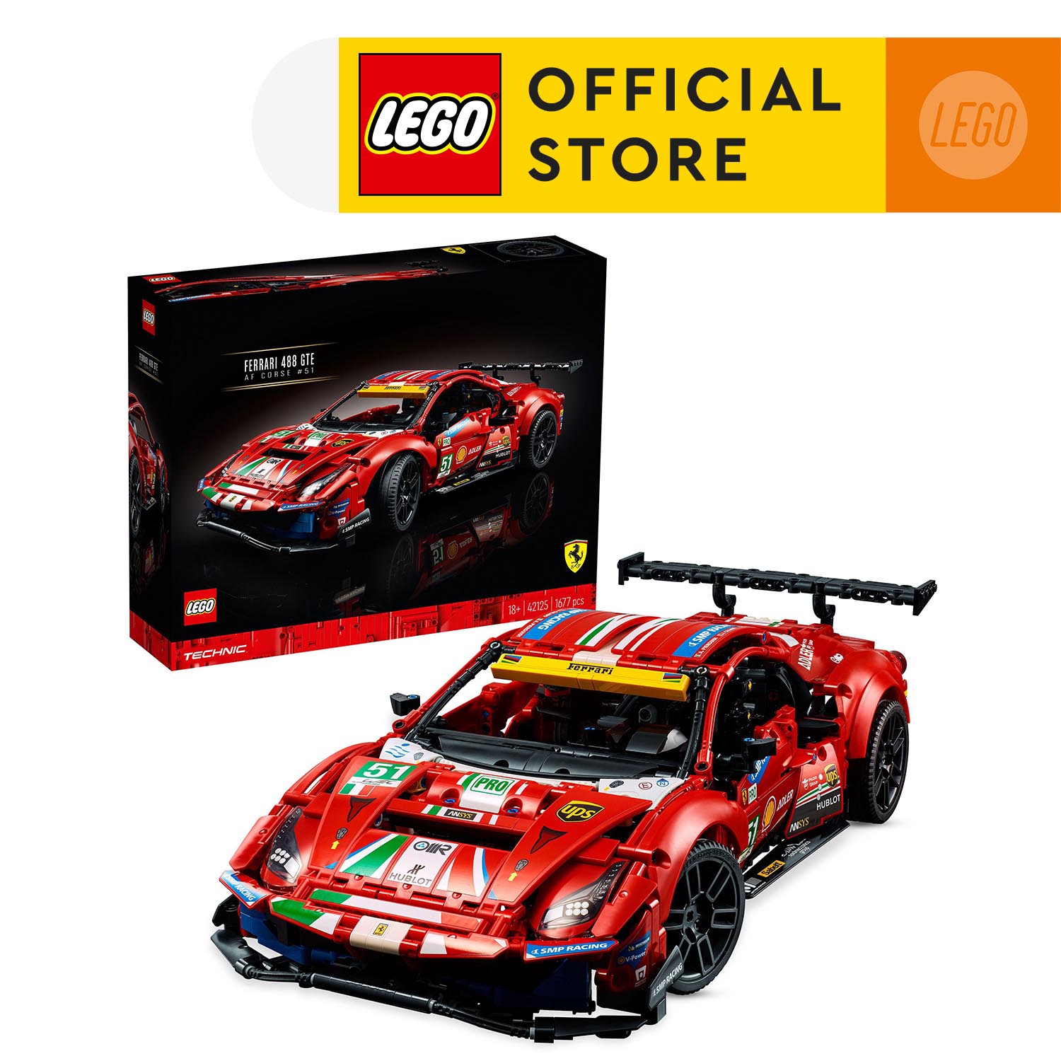 LEGO TECHNIC 42125 Đồ Chơi Lắp Ráp Siêu Xe Ferrari 488 GTE ( 1677 Chi tiết)