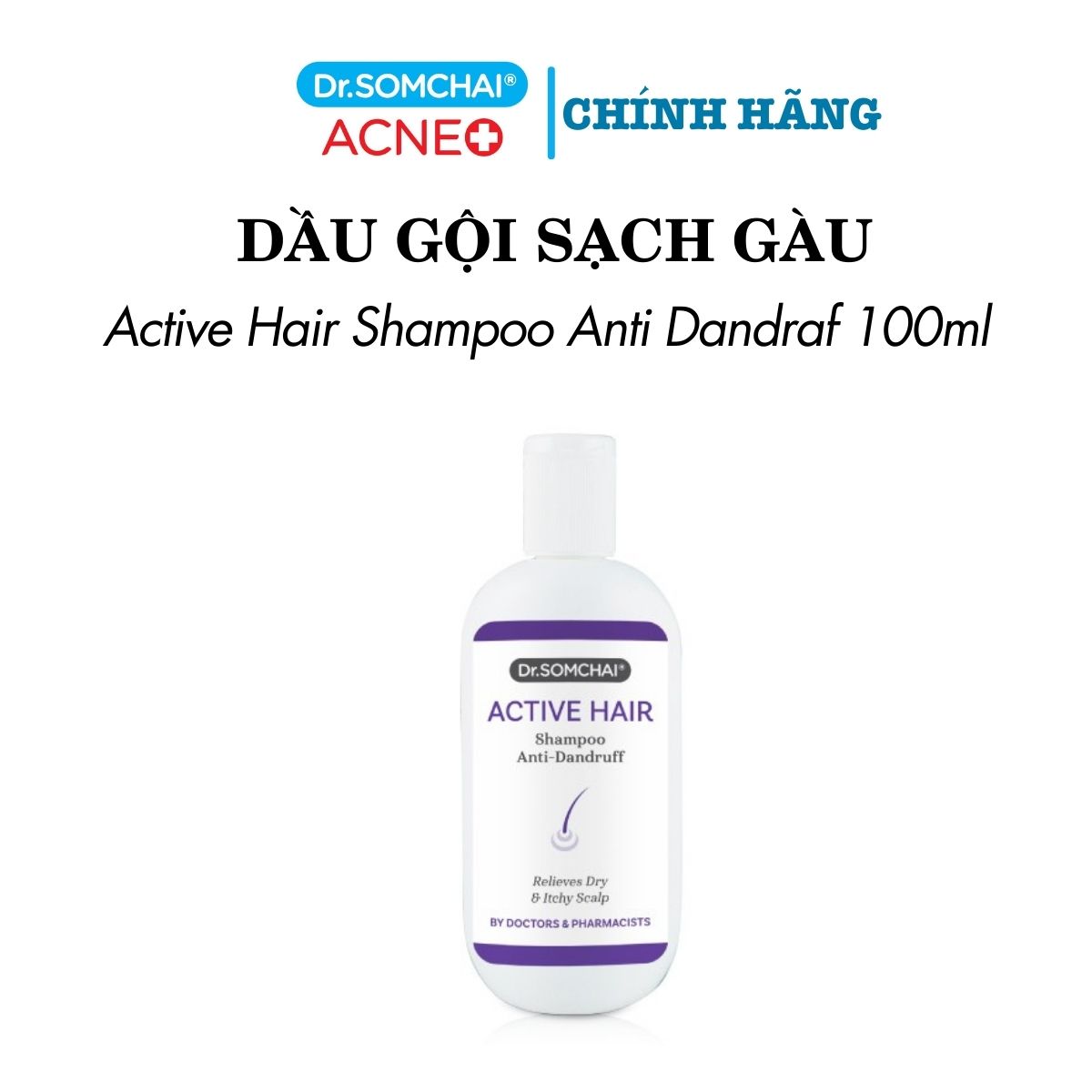 Dầu gội sạch gàu dr. somchai shampoo anti-dandruff làm sạch gàu và dưỡng ẩm da đầu 100ml