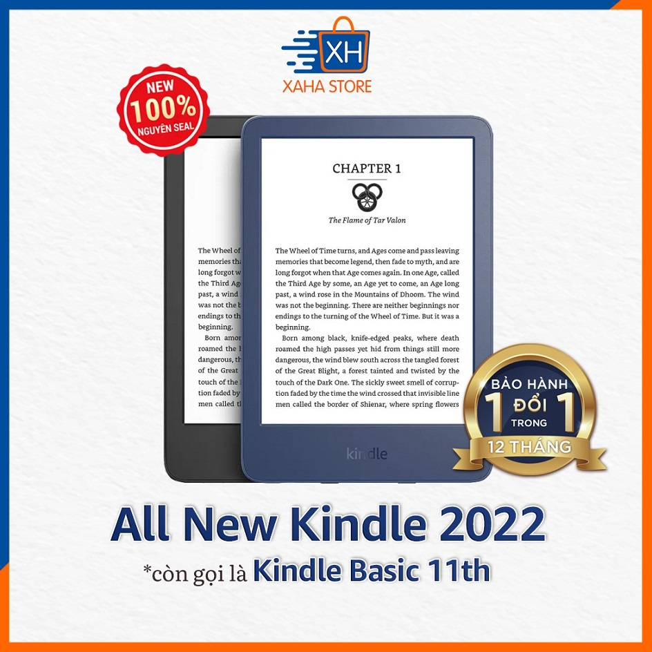 [Hoàn Tiền MAX] Máy đọc sách Kindle Basic 11th Generation 2022 / 10th Generation 2019 (8GB/16GB) - tặng túi chống sốc vải nỉ (Kindle Basic 11th Generation - Now with a 6” 300 ppi high-resolution display)