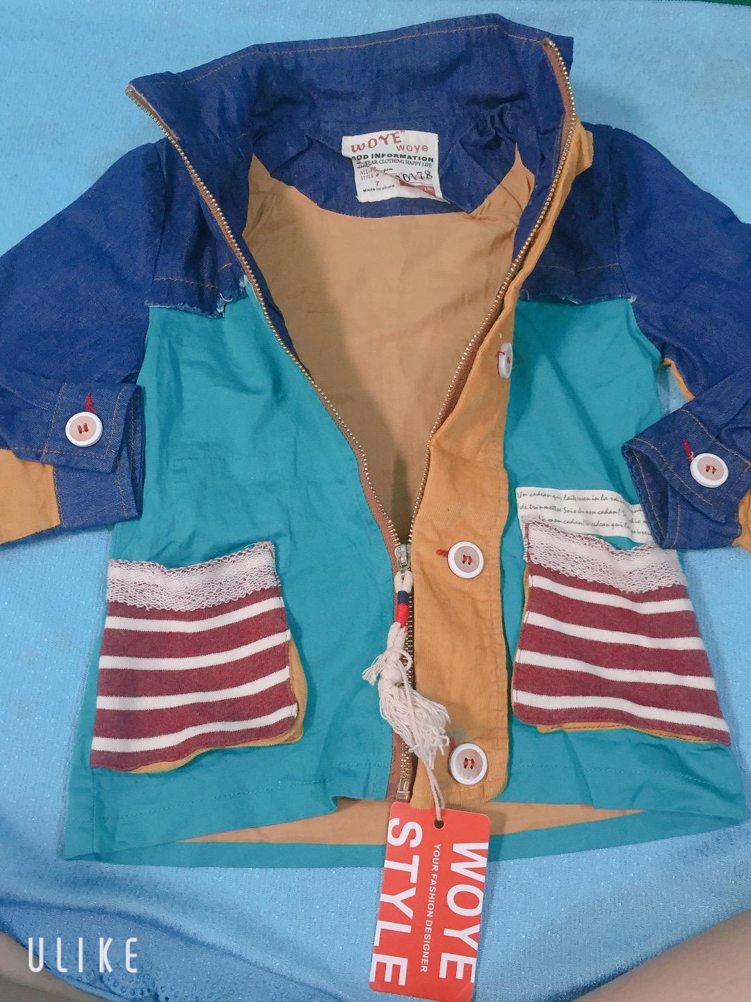 [HCM]Áo khoác kaki phối jean cho bé từ 14-30kg