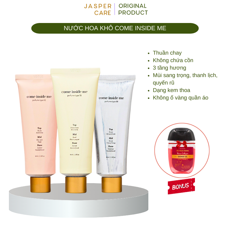 Nước hoa khô come inside me, nước hoa nữ dạng cream, không cồn - tạo mùi cơ thể thơm mát tự nhiên, solid perfume 40ml freeship