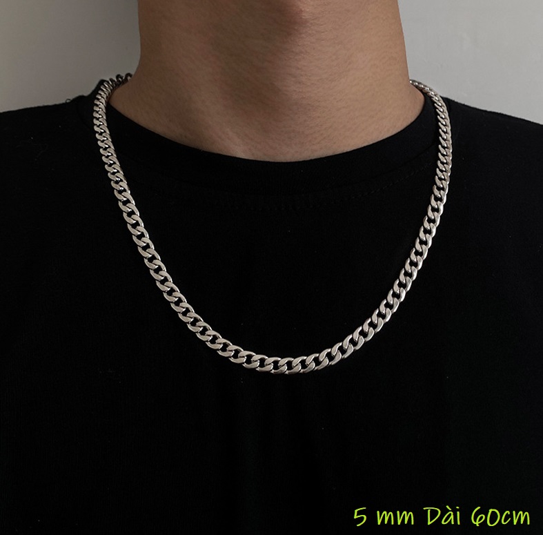 Dây Chuyền Nam  Thép Titan Cá Tính Cao Cấp  Dày 5mm Dài 60cm DC5LY3