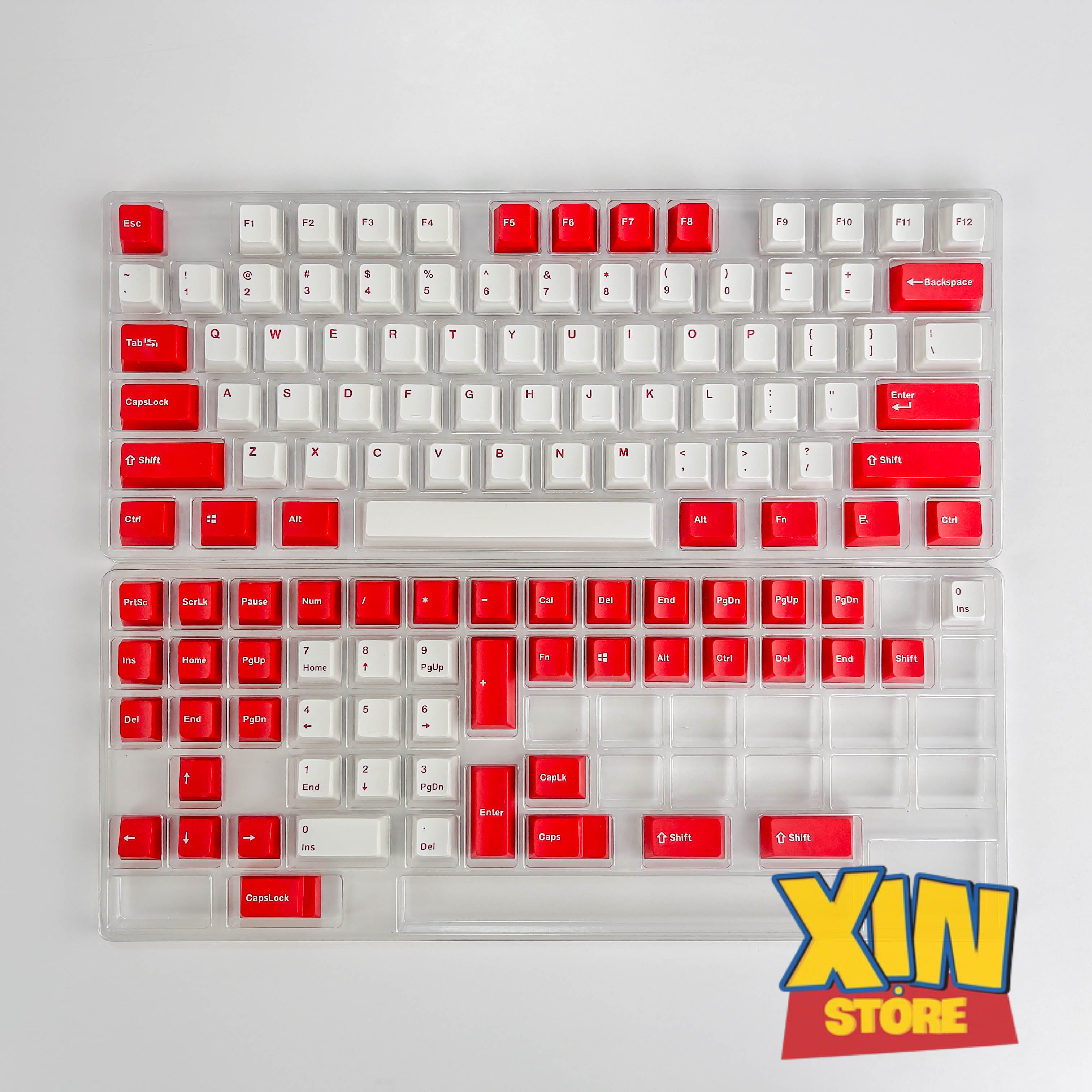 Keycap oem red white double - shot pbt profile 104/87/98/88 nj80