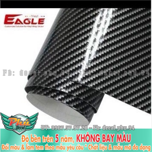 Decal Carbon 3D bóng keo cacbon decal các bon 30x50 mã 3