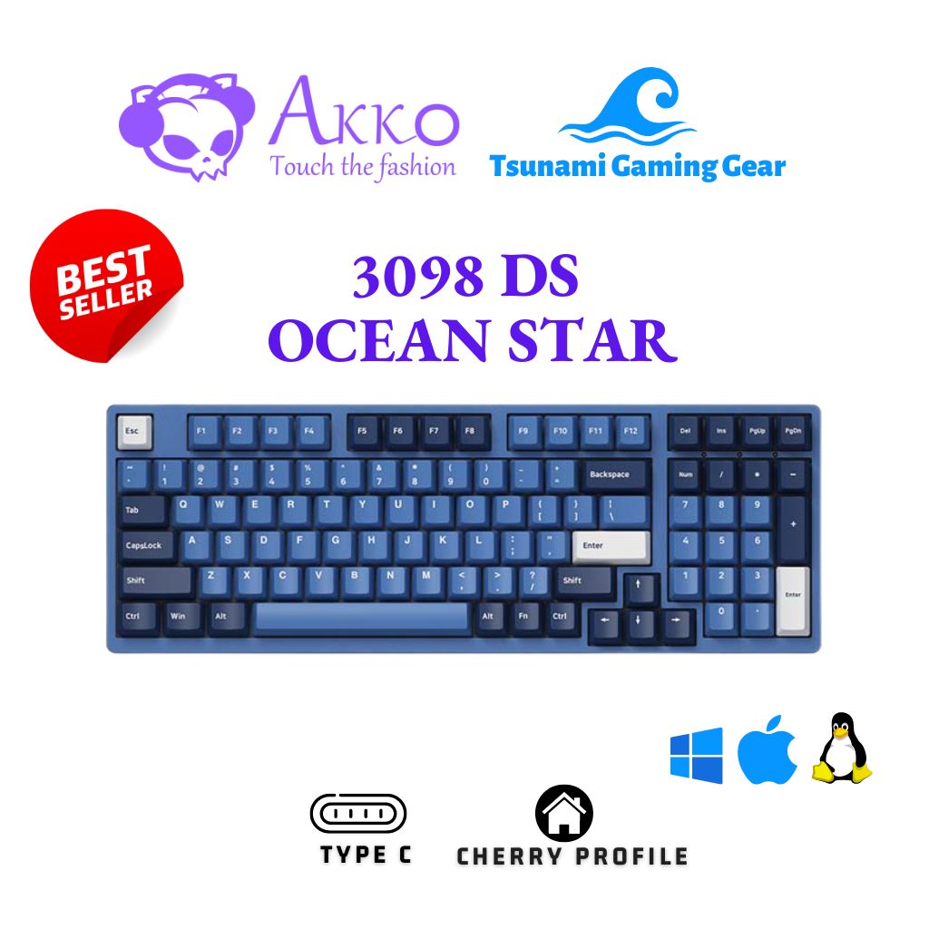 Bàn phím cơ AKKO 3098 DS Ocean Star/ USB Type C