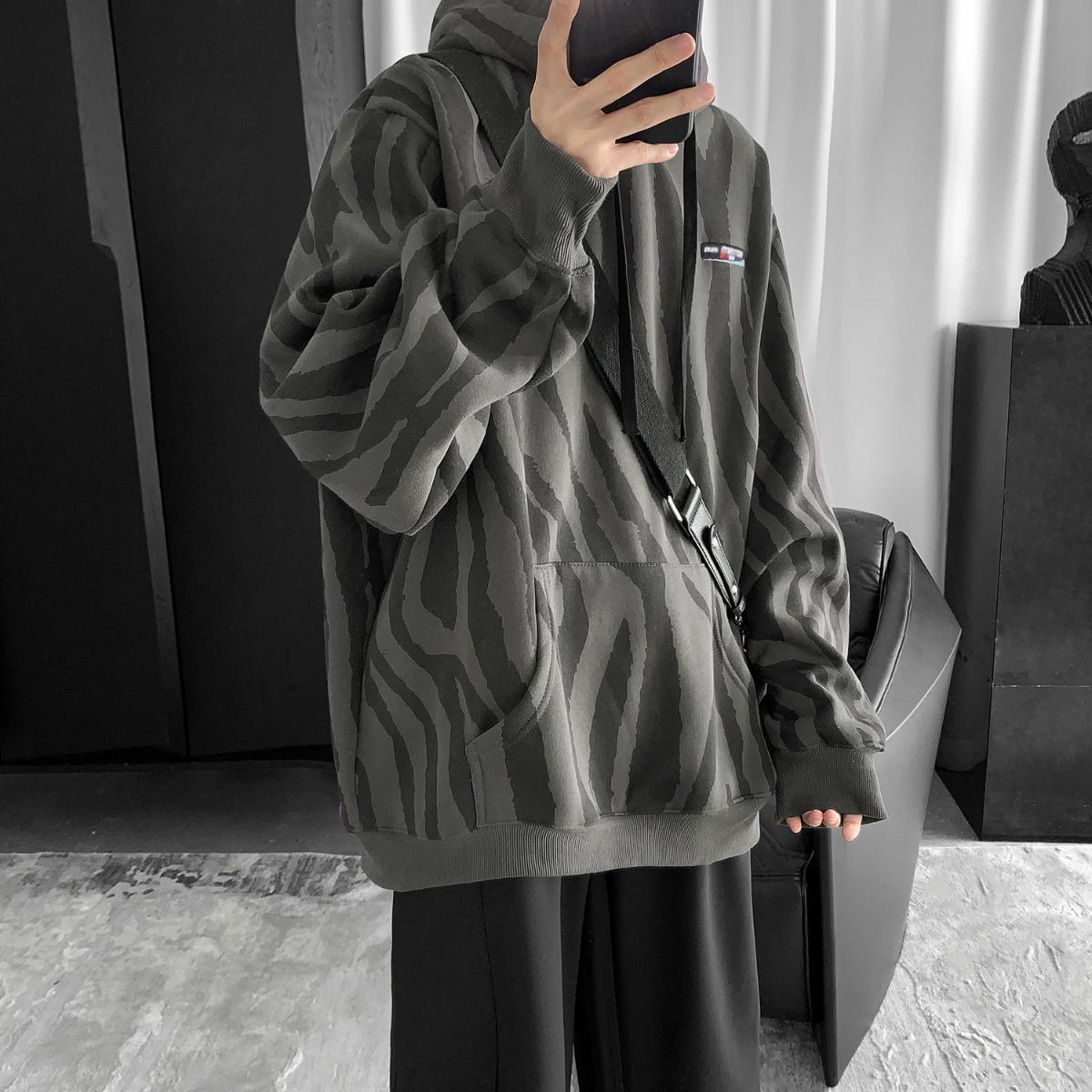 [HCM]Áo hoodies unisex chất liệu nỉ ngoại rằn ri in toàn thân lót 2 lớp PC047