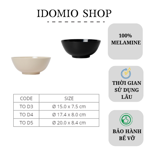 Tô Nhựa Melamine Màu Đen/Nâu