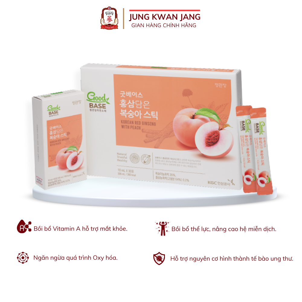 Nước Sâm Hàn Quốc Goodbase Vị Đào KGC Jung Kwan Jang (10ml x 30 gói)
